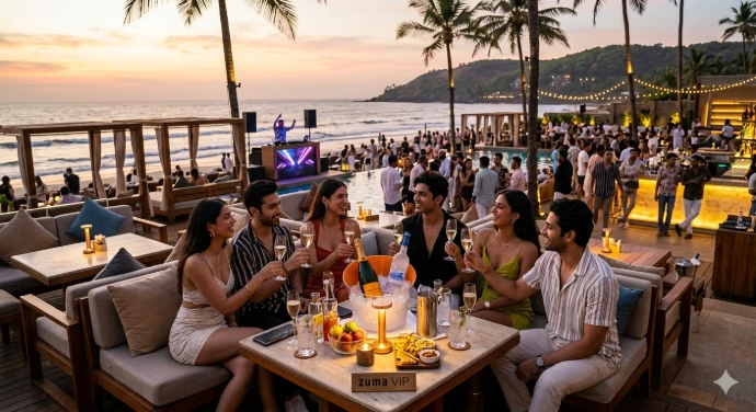 VIP club tables, premium bottle service, beach clubs, and curated nightlife circuits.