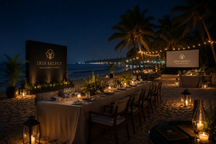 Elegant beachside corporate event setup