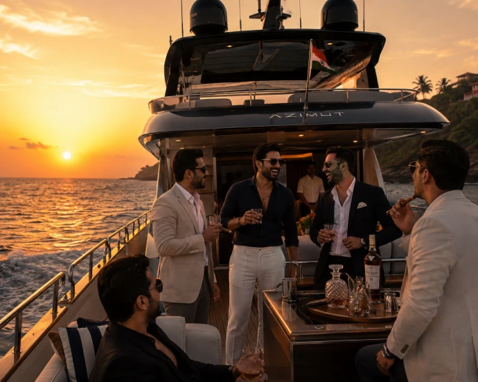 Luxury yacht soirée at sunset