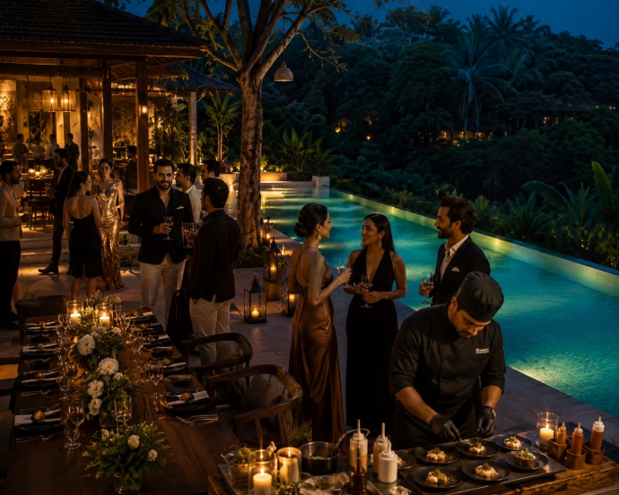 Luxurious tropical evening gathering