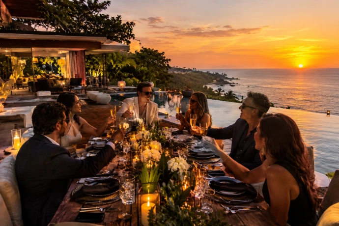Sunset Toast at the Coastal Villa