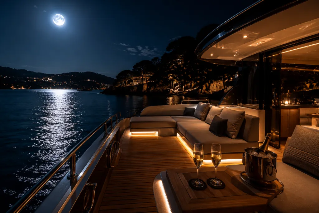 Moonlit yacht on calm waters.webp