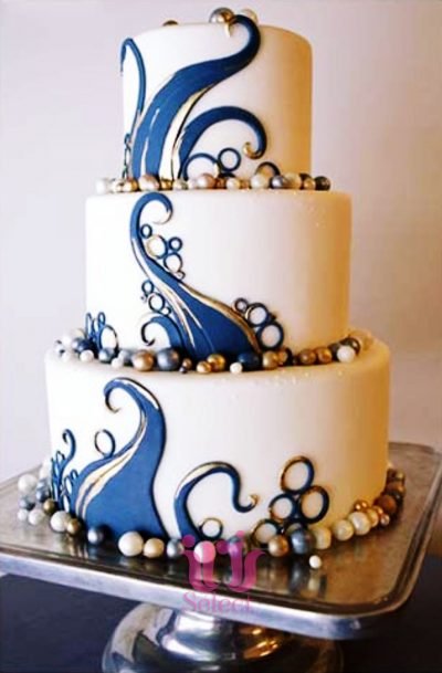 Abstract Waves Bridal Shower Cake