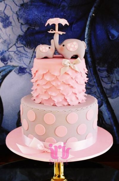 Baby Elephants on top Tiered Cake