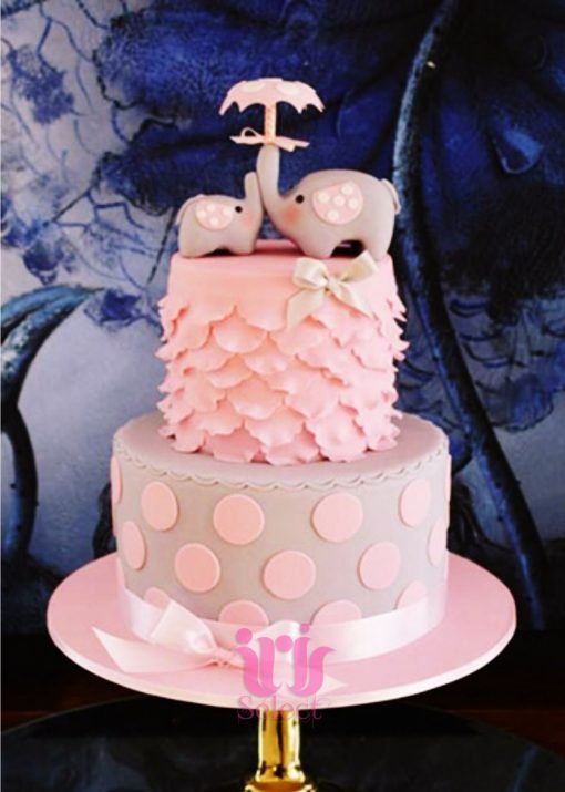 Baby Elephants on top Tiered Cake