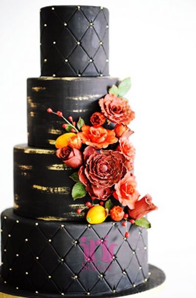 Black Quilted Wedding Cake