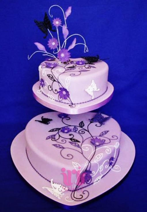 Butterflies and Purple Heart Cake