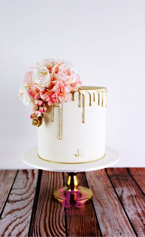 Golden Drip Floral Cake