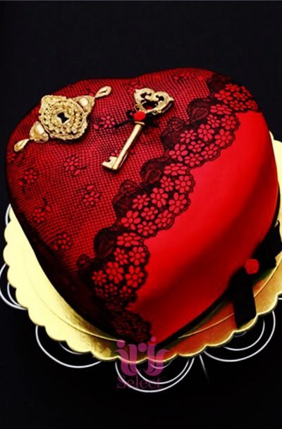 Key and Locket Heart Cake