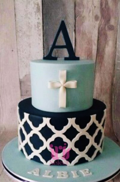 Modern Boys Christening Cake