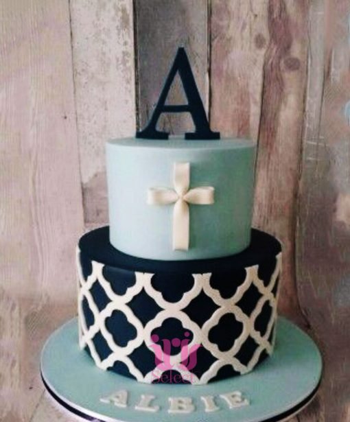 Modern Boys Christening Cake