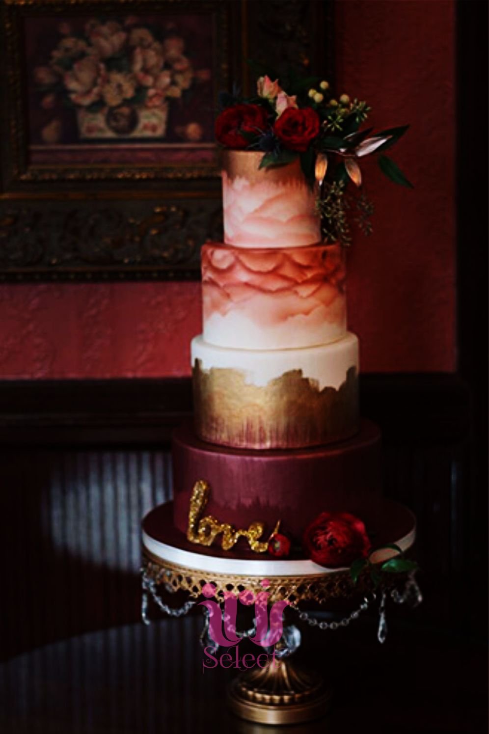 Ombre Waterpaint Wedding Cake
