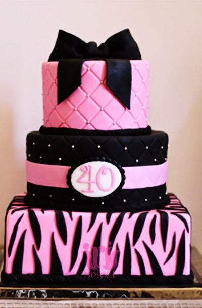 Pink and Black Tier Print Cake