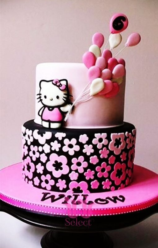 Pink and White Balloons Hello Kitty Cake