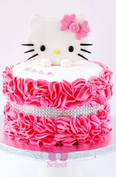 Ruffled Roses Hello Kitty Cake