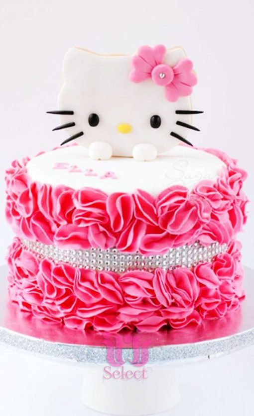 Ruffled Roses Hello Kitty Cake